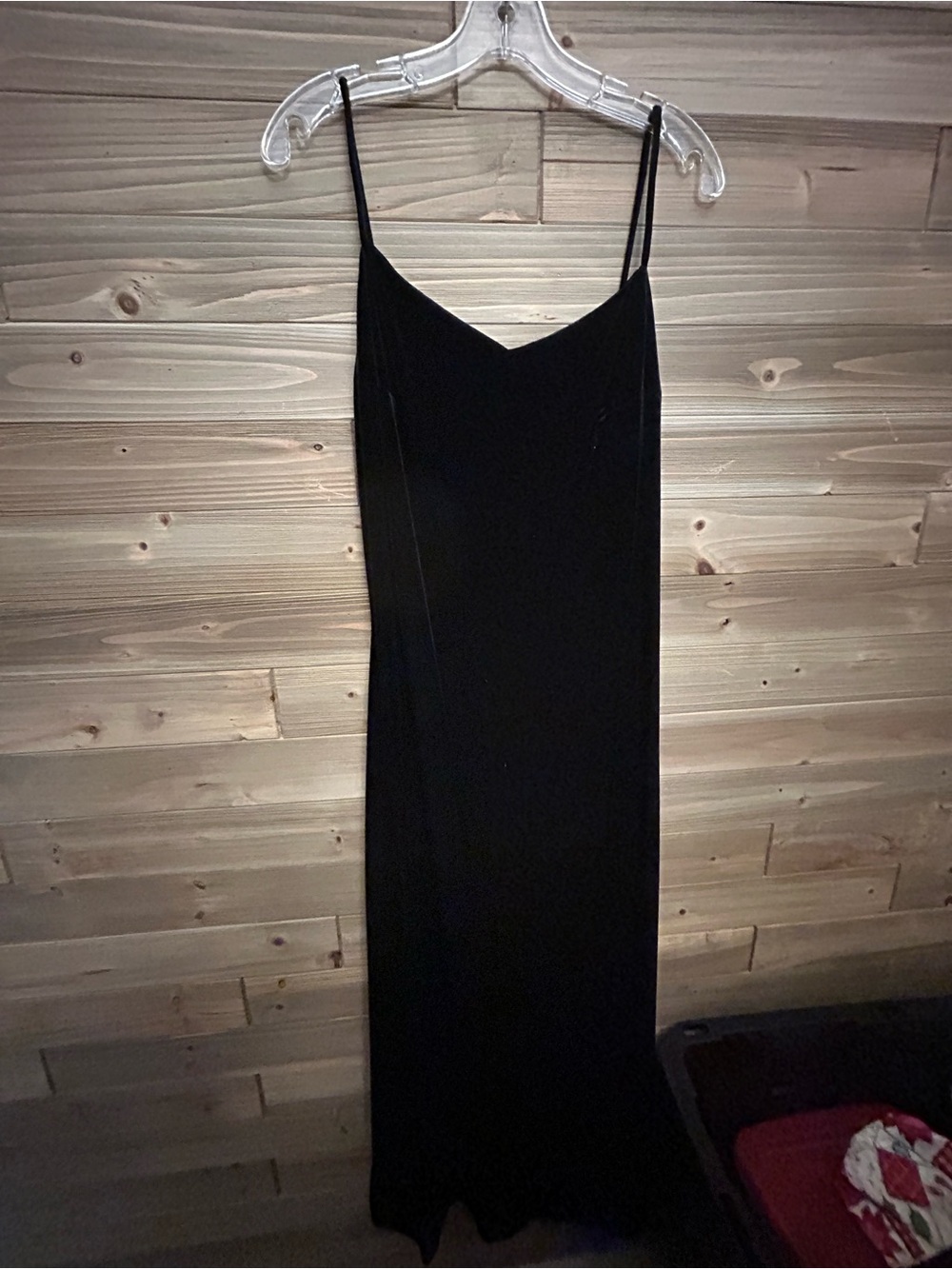 Scala Black Strapless Slip Dress with Spaghetti Straps